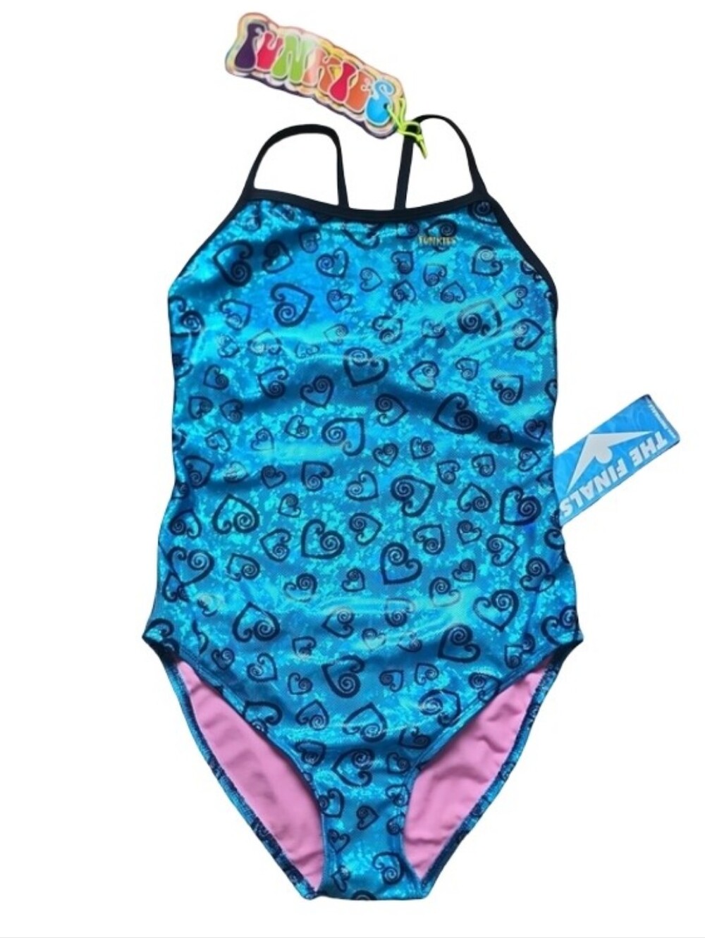 The Finals Funkies Heartless Wingback Blue Shimmer Swimsuit Size 40 XL NWT